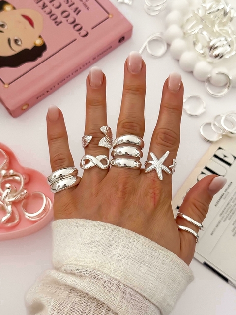 PACK X6 ANILLOS ACERO BLANCO CD898