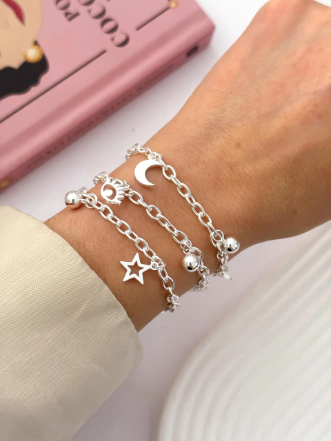 PACK X3 PULSERAS ACERO BLANCO CD1163 - comprar online