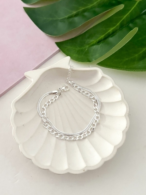 Pulsera Doble Cadena Blanco PULB179