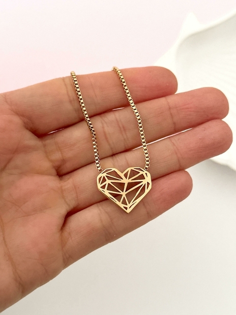 Collar Corazón Dije Diam Dorado COD21 x3- No acumula descuento