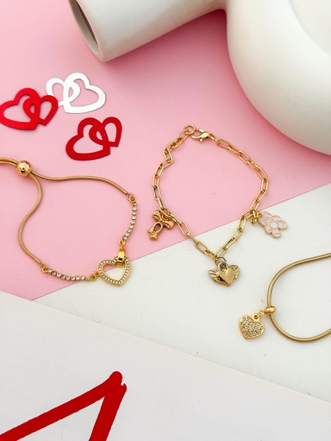 PACK x5 PULSERAS SURTIDAS ACERO DORADO CD806