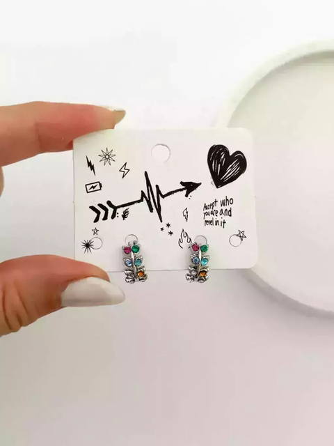 Argolla Hojita Strass Multicolor ARFA04