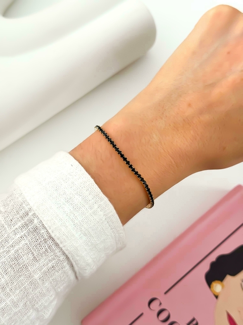 PULSERA ELASTICA STRASS DORADO / NEGRO FAR577 - comprar online