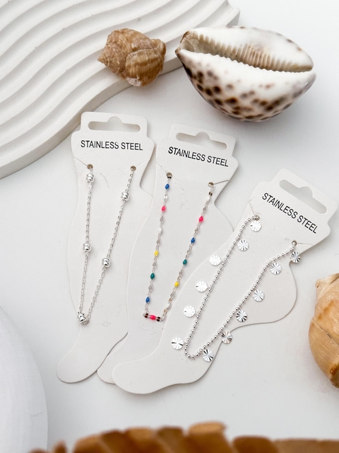 PACK X3 TOBILLERAS ACERO BLANCO CD505