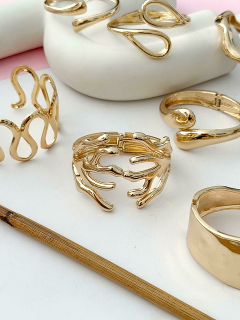 PACK x3 BRAZALETES RIGIDOS DORADO CD453