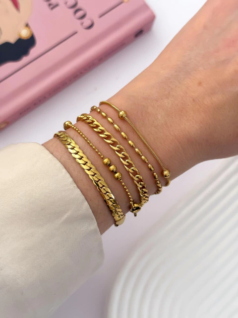 PACK X5 PULSERAS ACERO DORADO CD1169 - comprar online