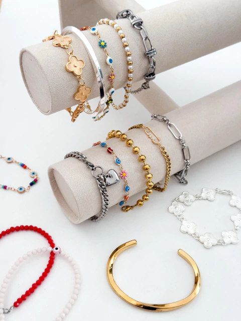 PACK x5 PULSERAS ACERO BAÑOS SURTIDOS CD686 - comprar online