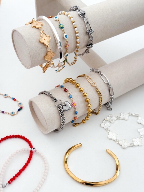 PACK x10 PULSERAS ACERO BAÑOS SURTIDOS CD687