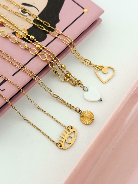 Pack x5 Collares Acero Dorado CD750