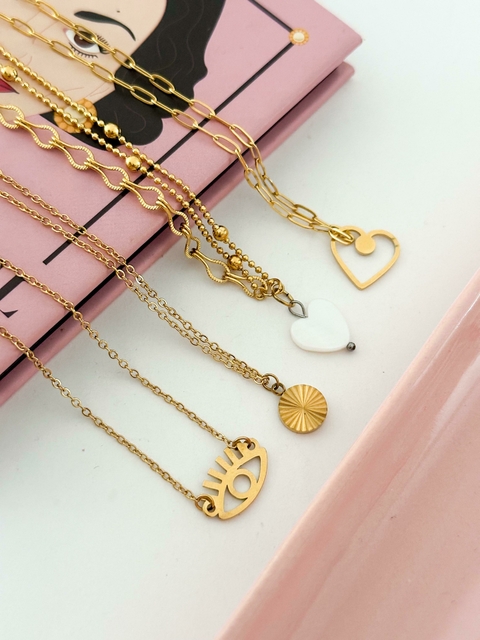 Pack x3 Collares Acero Dorado CD204