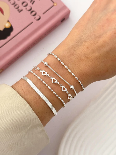 PACK X5 PULSERAS ACERO BLANCO CD1166 - comprar online