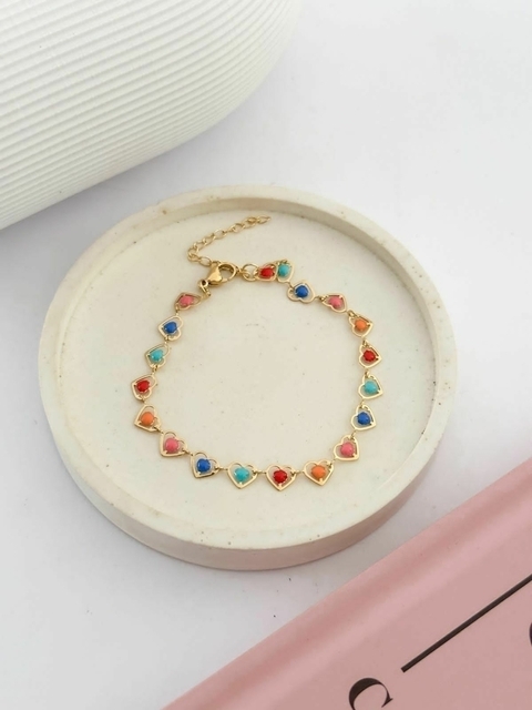 Pulsera Loving Multicorazon Dorado PUD53 x3- No acumula descuento