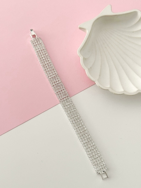 Pulsera 5 Strass Plateado PULB221