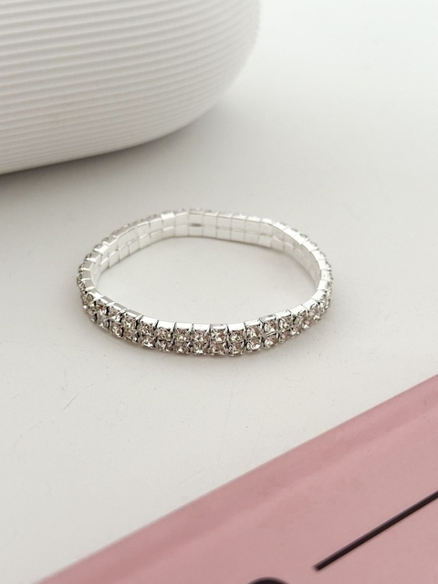 Pulsera Amelia Strass Plateado PULB241 x3- No acumula descuento