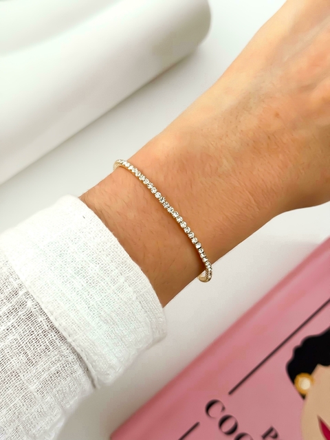 PULSERA ELASTICA STRASS DORADO / PLATEADO FAR576 - comprar online