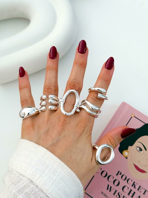 PACK X3 ANILLOS CHUNKY ACERO BLANCO CD831 - comprar online