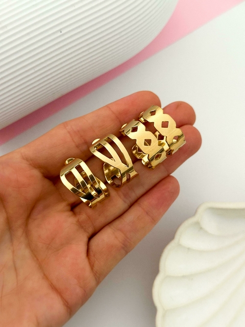 Pack x3 Semi Argollas Acero Dorado CD657 - comprar online