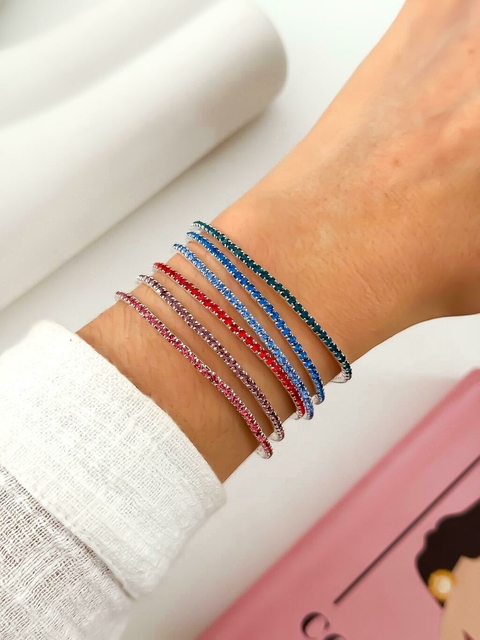 PACK X12 PULSERA ELASTICA STRASS PLATEADO CD691