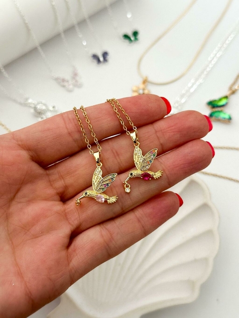 Pack x3 Collares Acero Dorado Colibri CD575