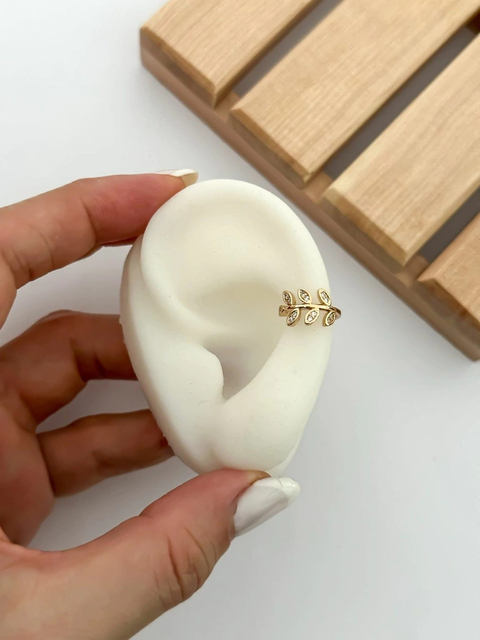 Cuff Hojita Strass Golden ARD160 x3- No acumula descuento