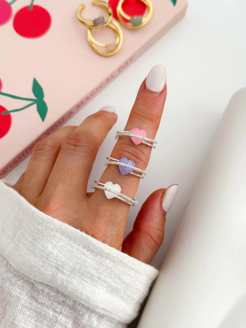 Pack x3 Anillos Corazon Acero Blanco CD628 - comprar online