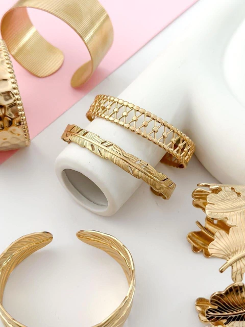 PACK X3 BRAZALETES ACERO DORADO CD787 - comprar online