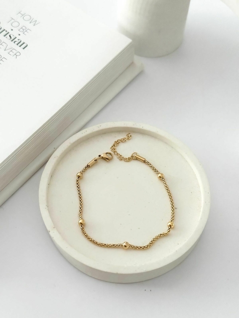 Pulsera Soga con Bolitas Gold PUD21