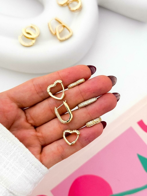 Pack x10 Aros Acero Dorados Surtidos CD721 - comprar online