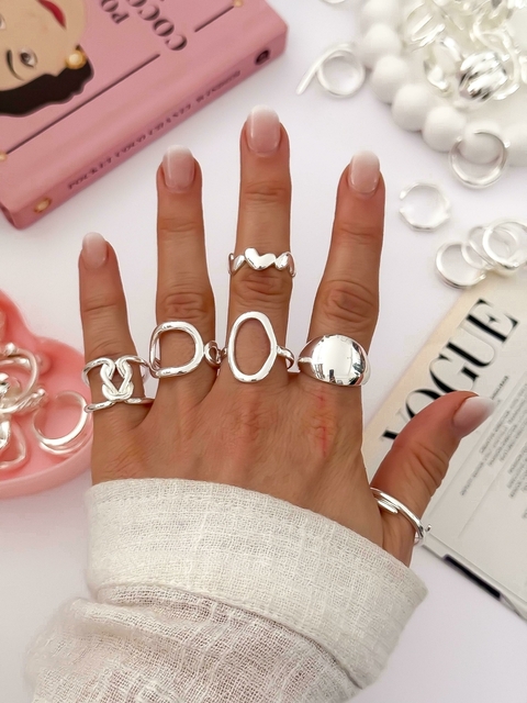 PACK X6 ANILLOS ACERO BLANCO CD902