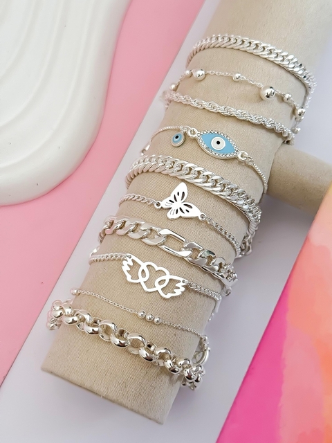 PACK X5 PULSERAS ACERO QUIRURGICO BLANCO SURTIDAS CD909