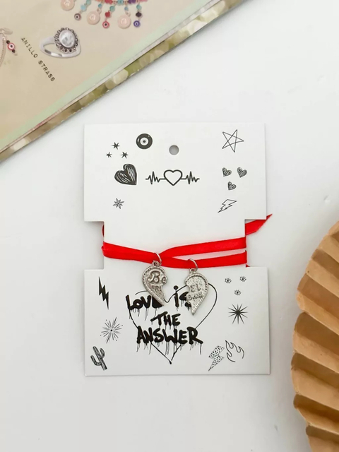 Pulsera Para Compartir Corazón Partido NEGRO BI11