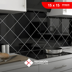 Azulejo Negro Brillante Pared 15x15 x m2 3 mm espesor