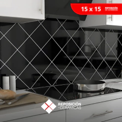 Azulejo Negro Brillante 15x15 x m2 3 mm espesor