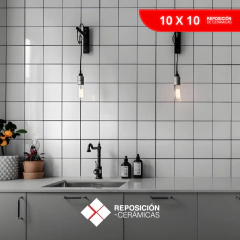 Cerámica 10x10 Blanco Brillante | Simil San Lorenzo para Pared y Piso

