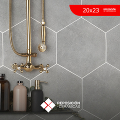Cerámica Gris Cemento Mate Hexagonal 20x23 1ra Calidad - Azulejo | Cerámico | Piso - Pared