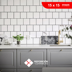 Azulejo Blanco Brillante 15x15 x m2 3 mm espesor Pared