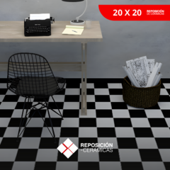 Ceramica 20x20 - Blanco Y Negro - Damero