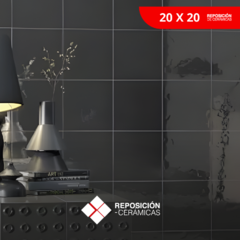 Revestimiento Cerámica Negra Brillante Piso 20x20 De Primera