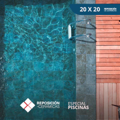 20×20 Azul Samoa Satinado / Mate x m2 Cerámica para Pileta / Piscina - Revestimiento / Ceramica