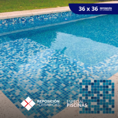 Summer Mix Simil Venecita Blanco y Azul 36x36- Brillante - Cerámica /Revestimiento - Pileta