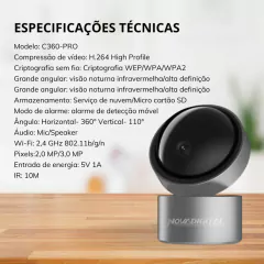Câmera Inteligente Wi-Fi 360º PRO Novadigital Alexa Google Tuya - comprar online