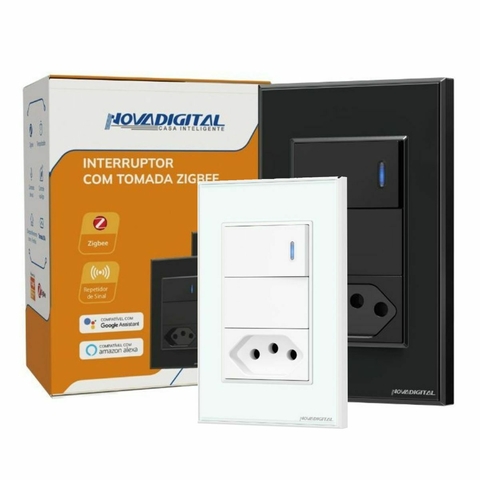 Interruptor Zigbee 1 Botão Físico E Tomada 20A Nova Digital Tuya Alexa Google