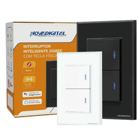 Interruptor Zigbee 4x2 2 Botões Físicos Nova Digital Tuya Alexa E Google