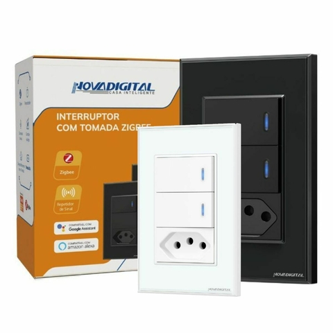 Interruptor Zigbee 2 Botões Físicos E Tomada 20A Nova Digital Tuya Alexa Google