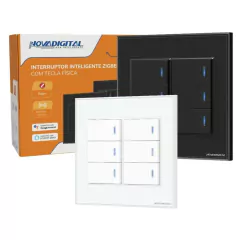 Interruptor Zigbee 6 Botões Físicos 4x4 Nova Digital Tuya Google e Alexa