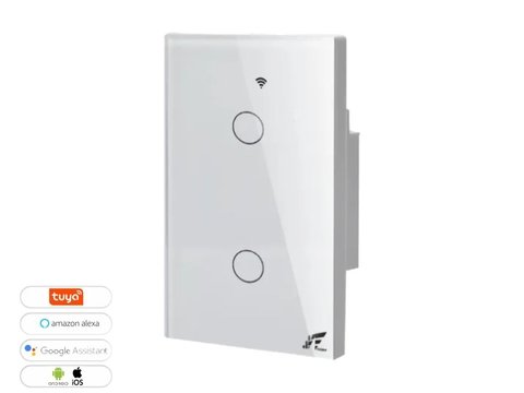 Interruptor Touch Wifi + Rf433mhz 2 Botões Jwcom Protocolo Tuya