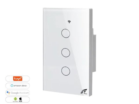 Interruptor Touch Wifi + Rf433mhz 3 Botões Jwcom Protocolo Tuya