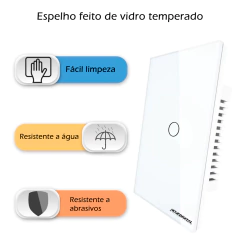 Imagem do Interruptor Touch Sem Neutro Wi-Fi + RF 03 Botões Nova Digital - Tuya