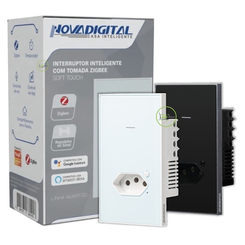 Interruptor Zigbee 4x2 1 Botão com Tomada Quartzo Soft Touch Novadigital Tuya - comprar online
