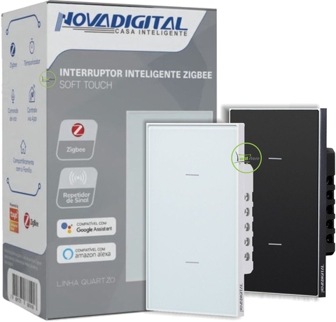 Interruptor Zigbee 4x2 2 Botões Quartzo Soft Touch Novadigital Tuya - comprar online
